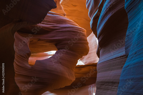 Beautiful colorful textured pattern, Antelope Canyon, page, Arizona. Lady in the wind