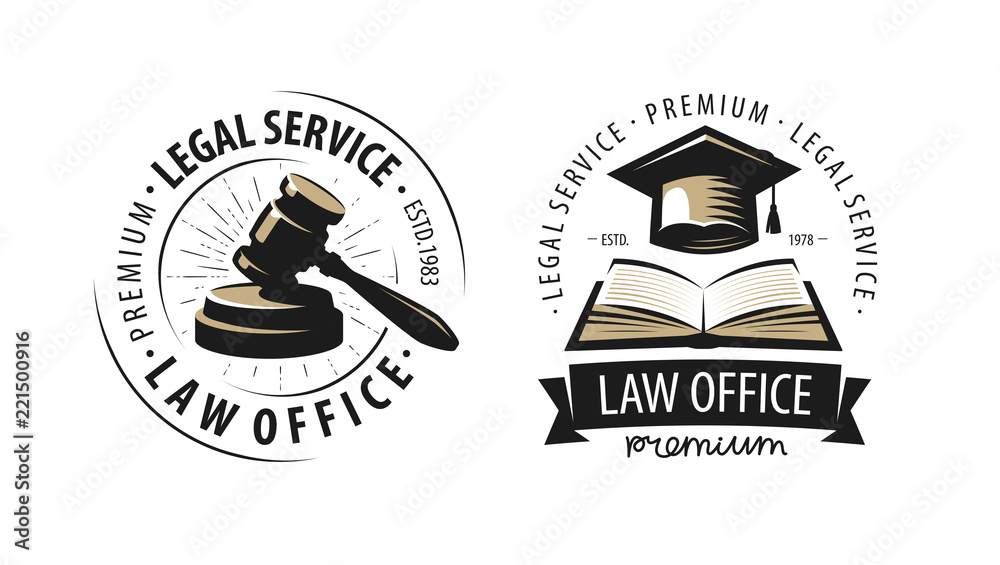 Law office, attorney, lawyer logo or label. Justice symbol. Vector