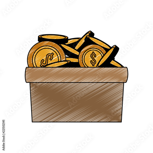 Coins inside box scribble