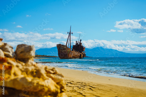 The famous shipwreck near Gythio Greece © Voyagerix