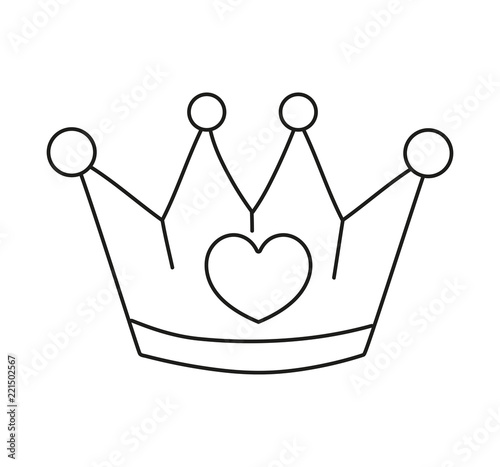 line metal crown luxury accessory with heart