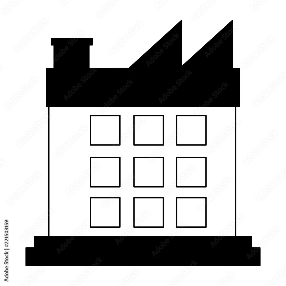 Factory building symbol in black and white Factory building symbol in black and white