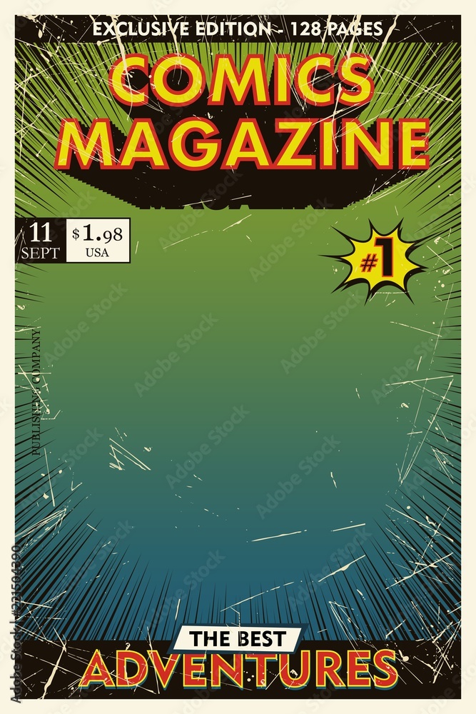 Fototapeta premium Comic book cover retro. Background gradient. Vector illustration,