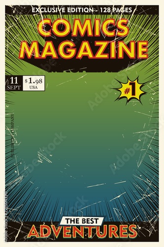 Comic book cover retro. Background gradient. Vector illustration,