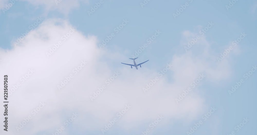 Airplane in the sky flies away Airplane in the sky flies away