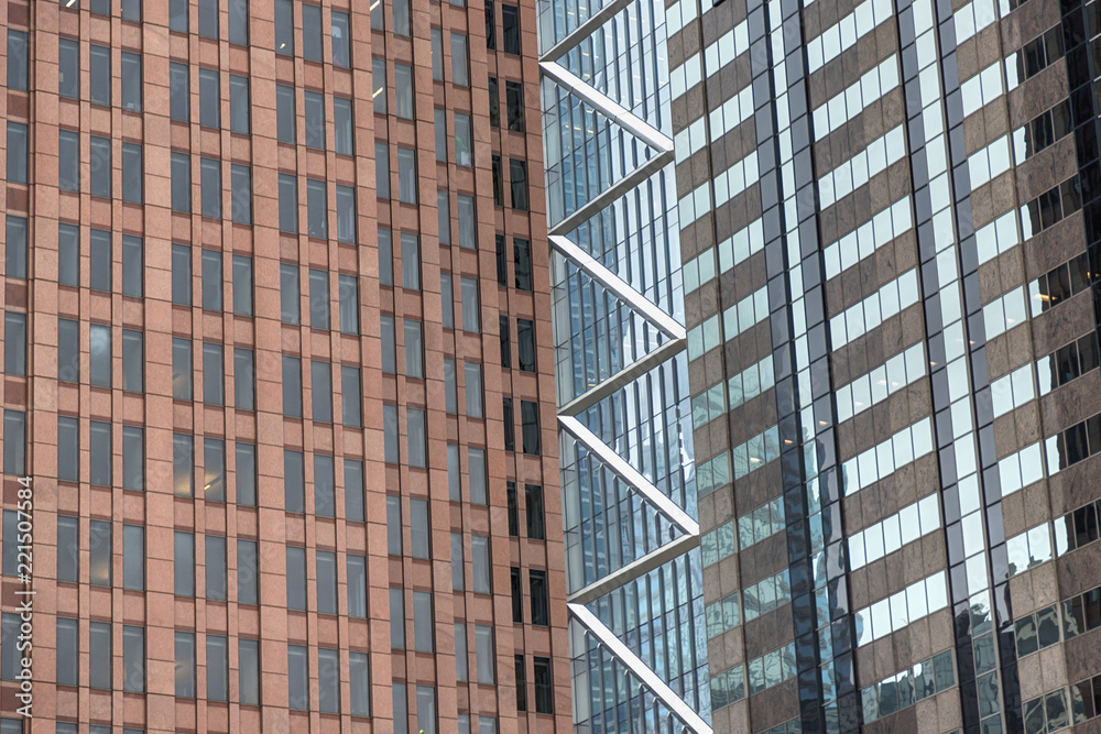 Facade of modern office buildings. Details of the modern skyscraper. Philadelphia, Pennsylvania, USA
