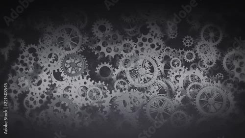 Mechanical and Technology Background, with rotating Gears. The File is seamless Looping (3D Rendering)