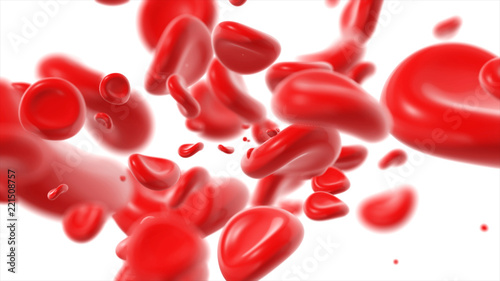 Background red blood cells 3D rendering on white background.