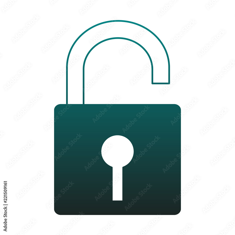 Padlock unlocked isolated blue lines Padlock unlocked isolated blue lines