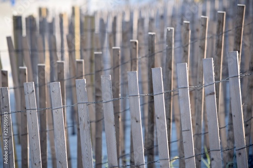 beach fence wooden slats close up view