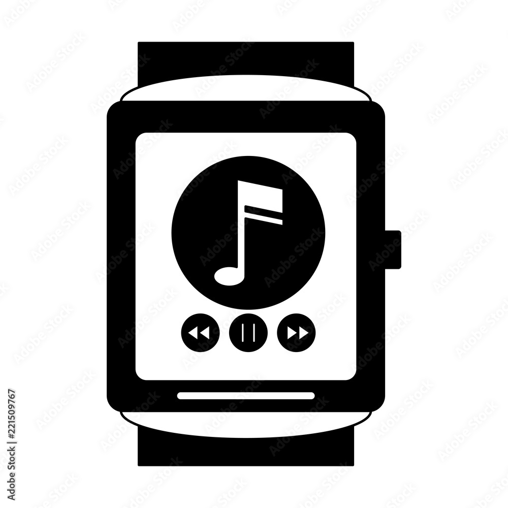 Smartwatch with music in black and white Smartwatch with music in black and white