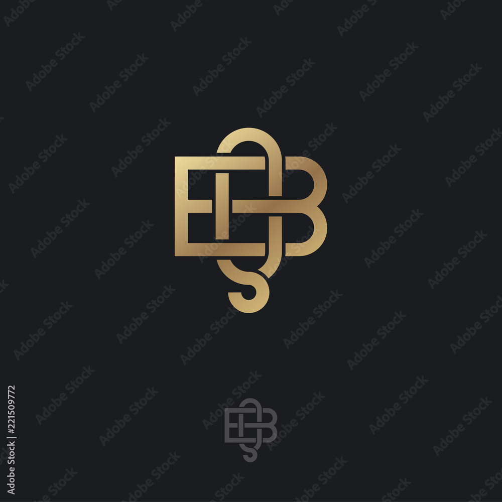 Q and B letters. Q and B monogram consist of inwrought gold lines, isolated on a dark background. Monochrome option. Q and B letters. Q and B monogram consist of inwrought gold lines, isolated on a dark background. Monochrome option.