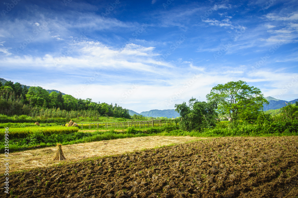 Countryside and mountains scenery in autumn Countryside and mountains scenery in autumn