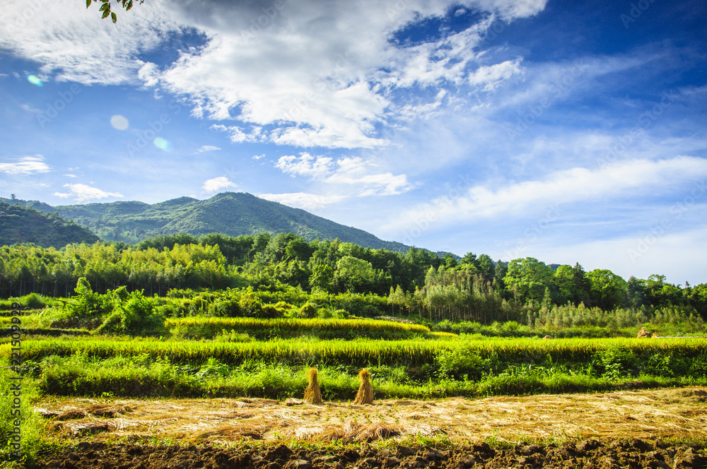 Fototapeta premium Countryside and mountains scenery in autumn