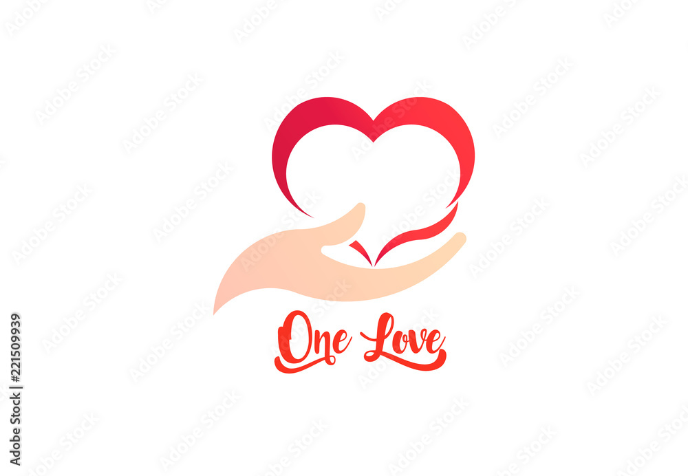 Heart and Caring Hand, logo business vector