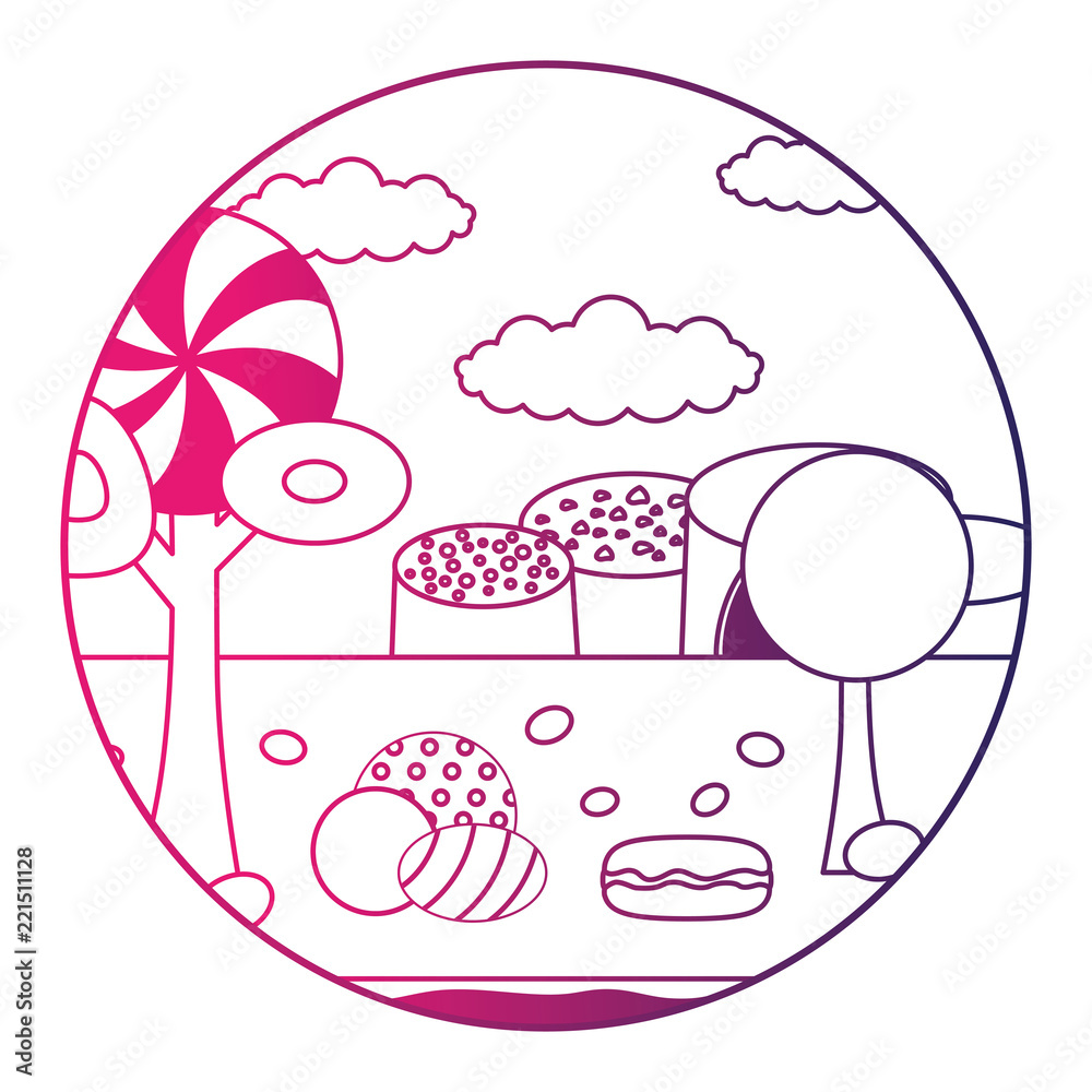 Fototapeta premium fantasy sweet candies chocolate landscape