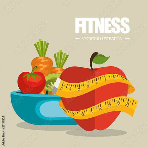 healthy food and fitness icons
