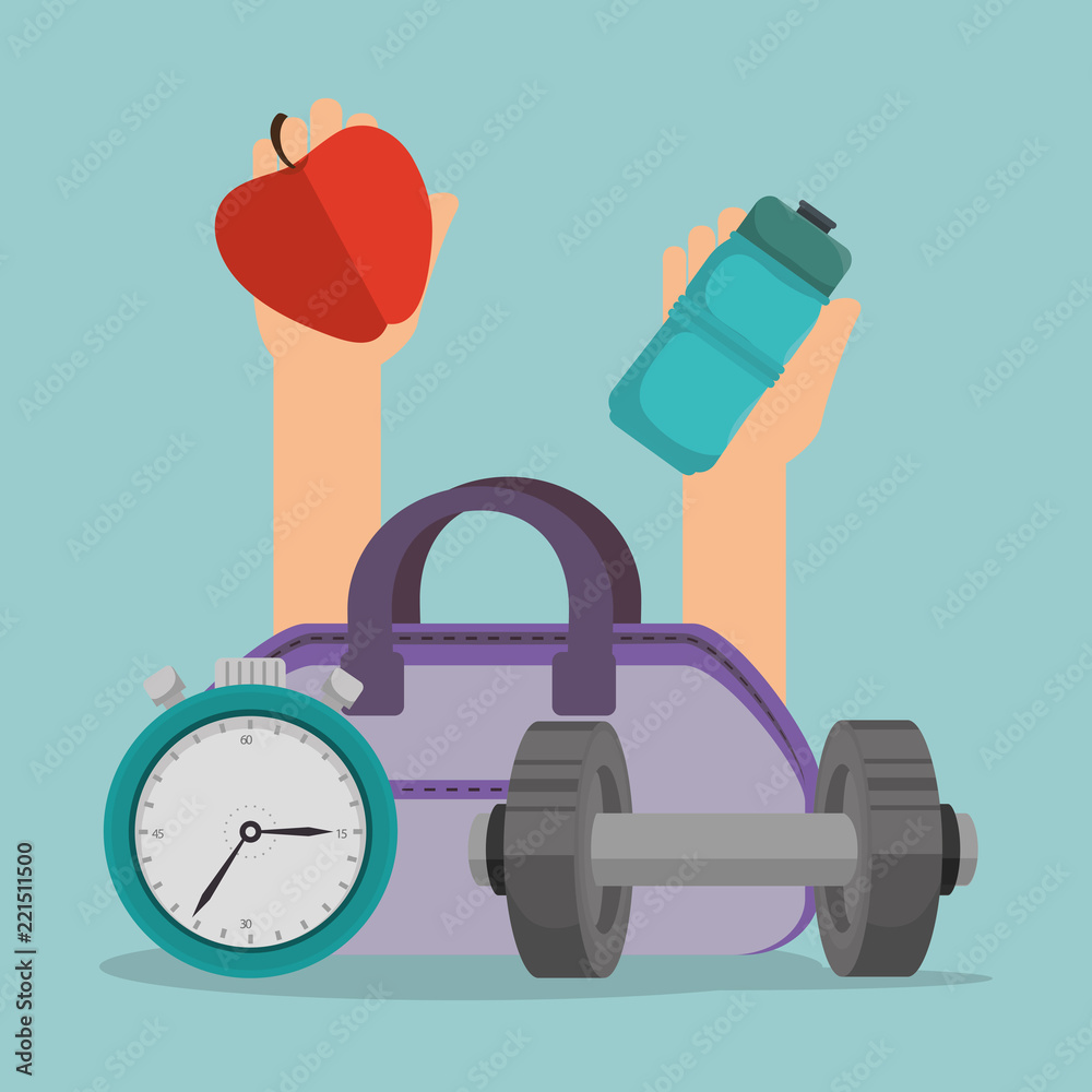 healthy food and fitness icons