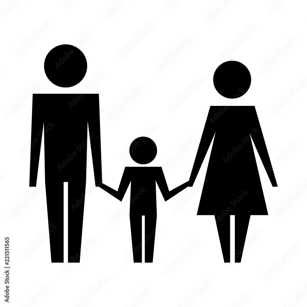 parents with son silhouette isolated icon