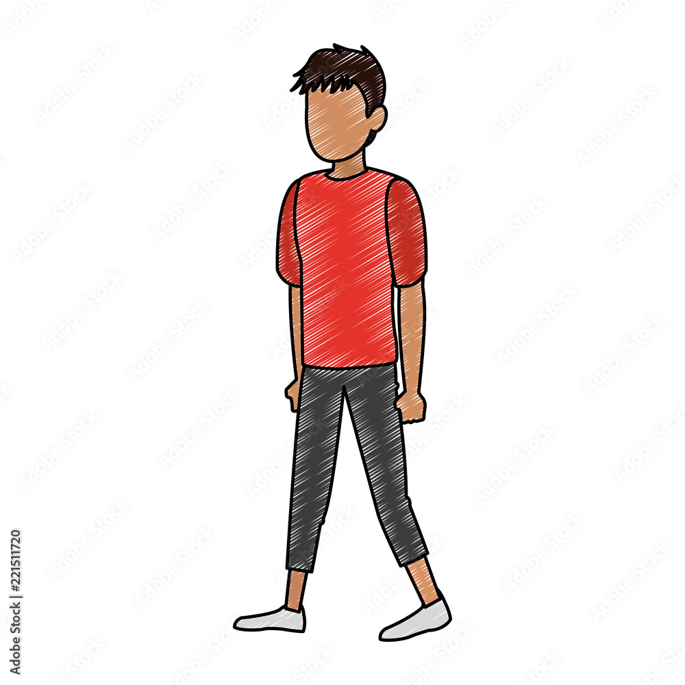 Fototapeta premium Young man faceless avatar scribble