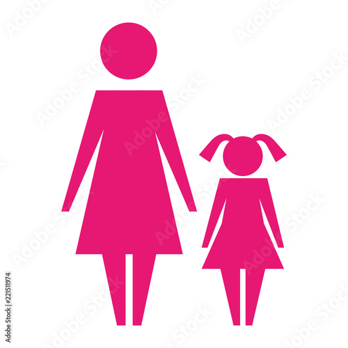 woman mother and daughter female pictogram