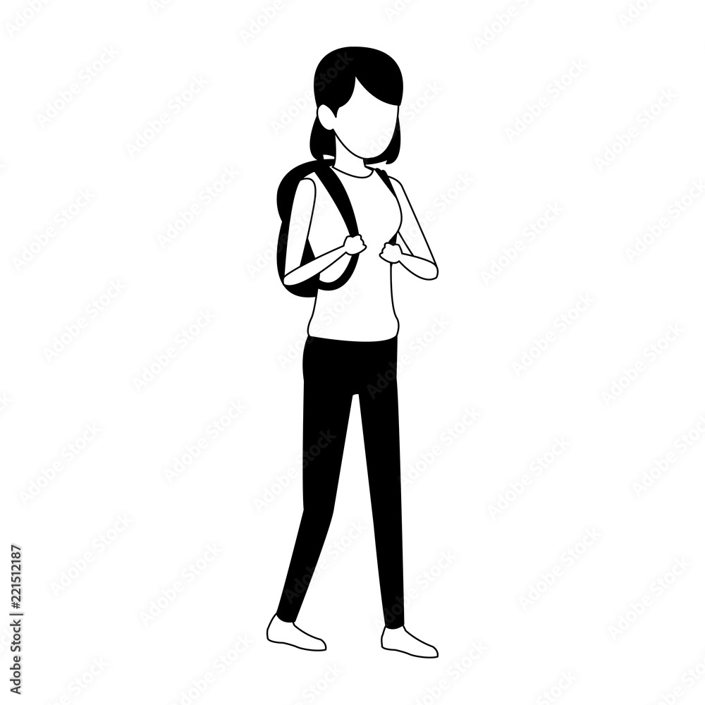 Young woman faceless avatar in black and white Young woman faceless avatar in black and white