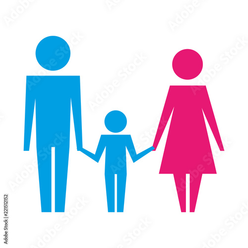 dad mom and son family together pictogram