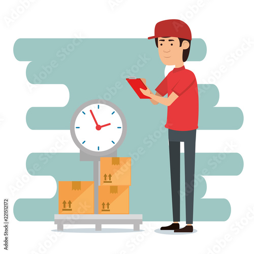 delivery worker with balance character
