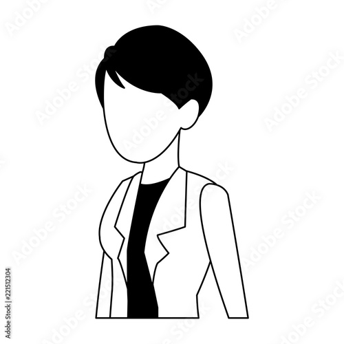 Businesswoman avatar cartoon in black and white