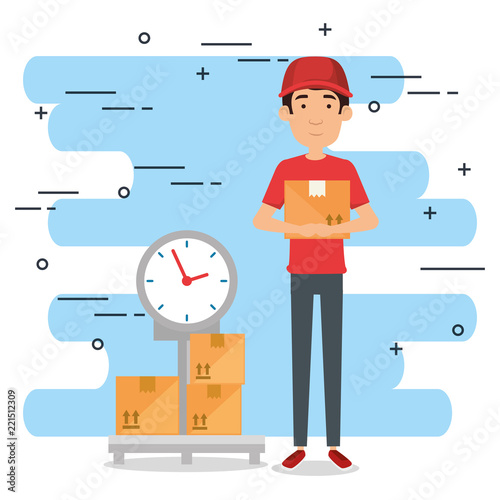 delivery worker with balance character