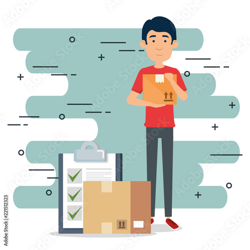 delivery worker with checklist character