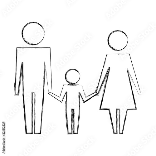 dad mom and son family together pictogram