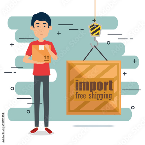 delivery worker with box character
