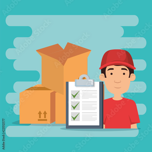 delivery worker with checklist character