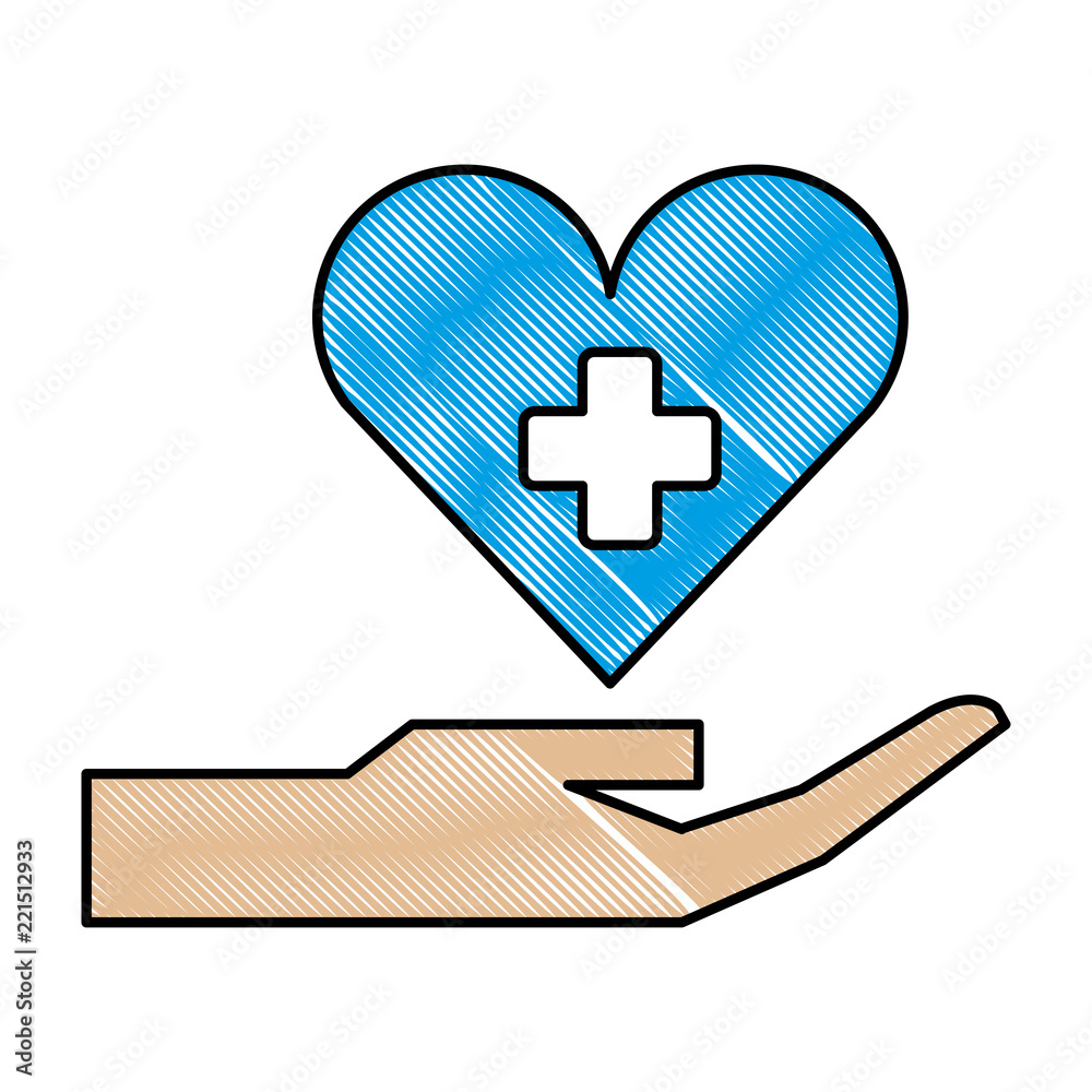 Obraz premium hand with medical heart and cross symbol
