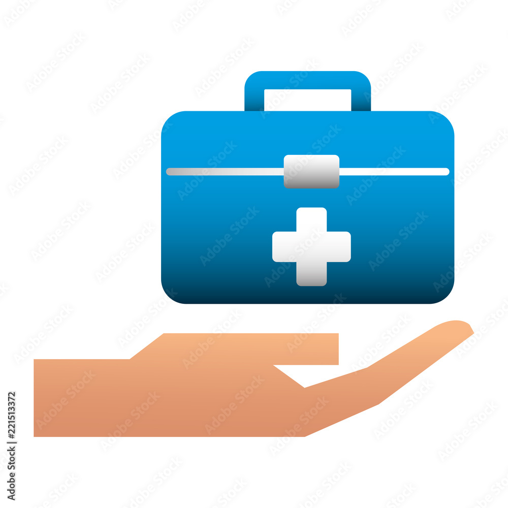 hand with kit medical isolated icon hand with kit medical isolated icon