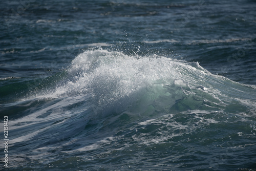 Strong wave splashing on sea
