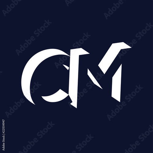 CM initial letter with negative space logo icon vector template