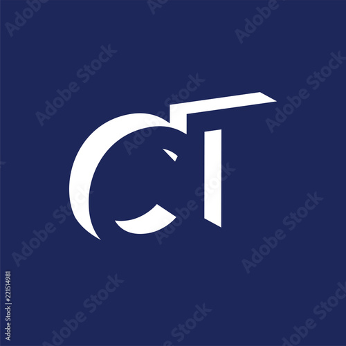 CT initial letter with negative space logo icon vector template
