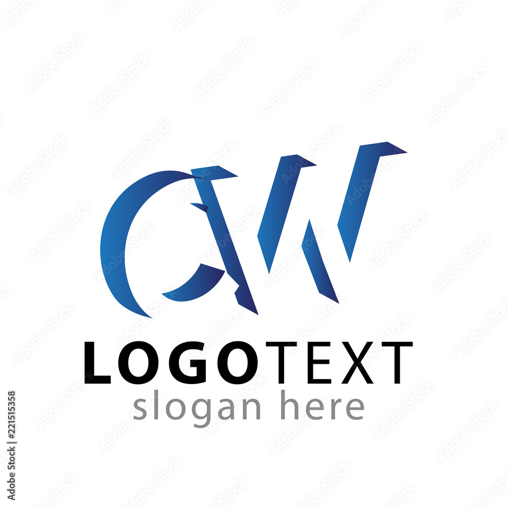 CW initial letter with negative space logo icon vector template CW initial letter with negative space logo icon vector template