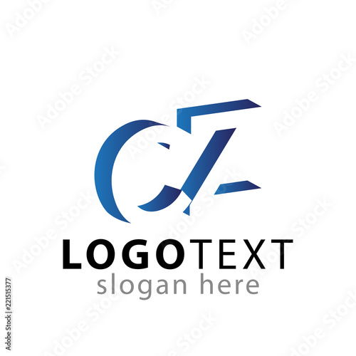 CZ initial letter with negative space logo icon vector template