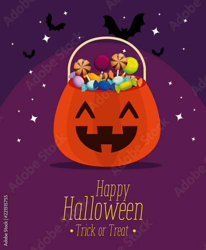 happy halloween card with pumpkin