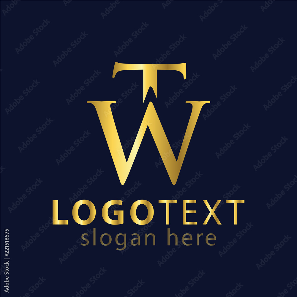 T W initial letter logo icon vector template