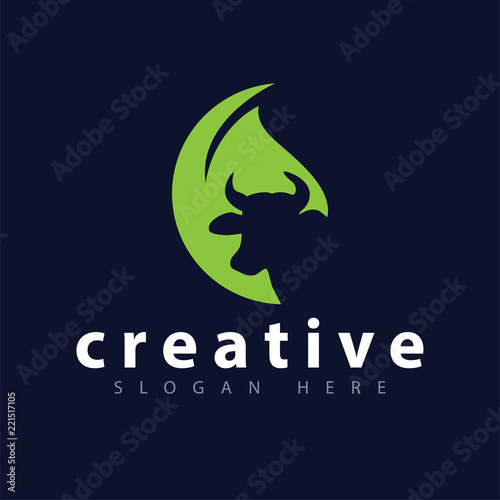 Cow in leaf logo icon vector template