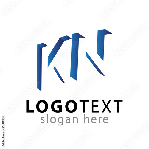 KN initial letter with negative space logo icon vector template
