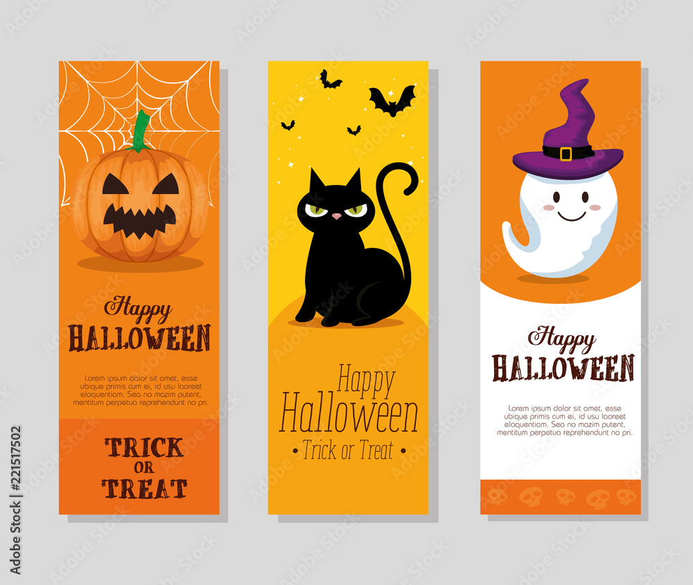 happy halloween set cards
