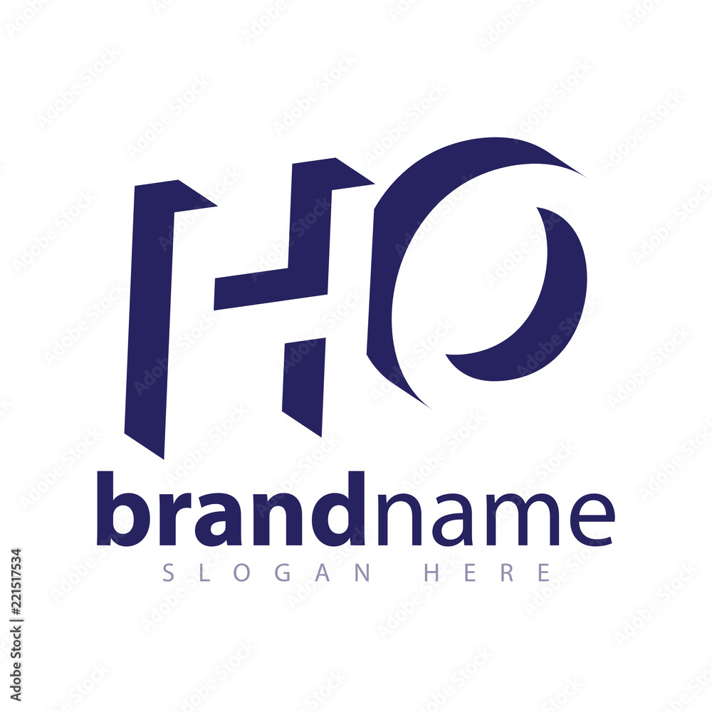 HO initial letter with negative space logo icon vector template