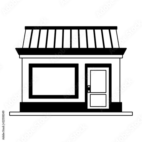 Store shop building in black and white