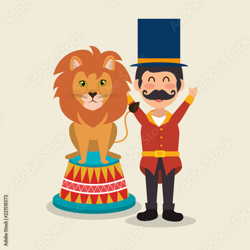 circus presenter with lion