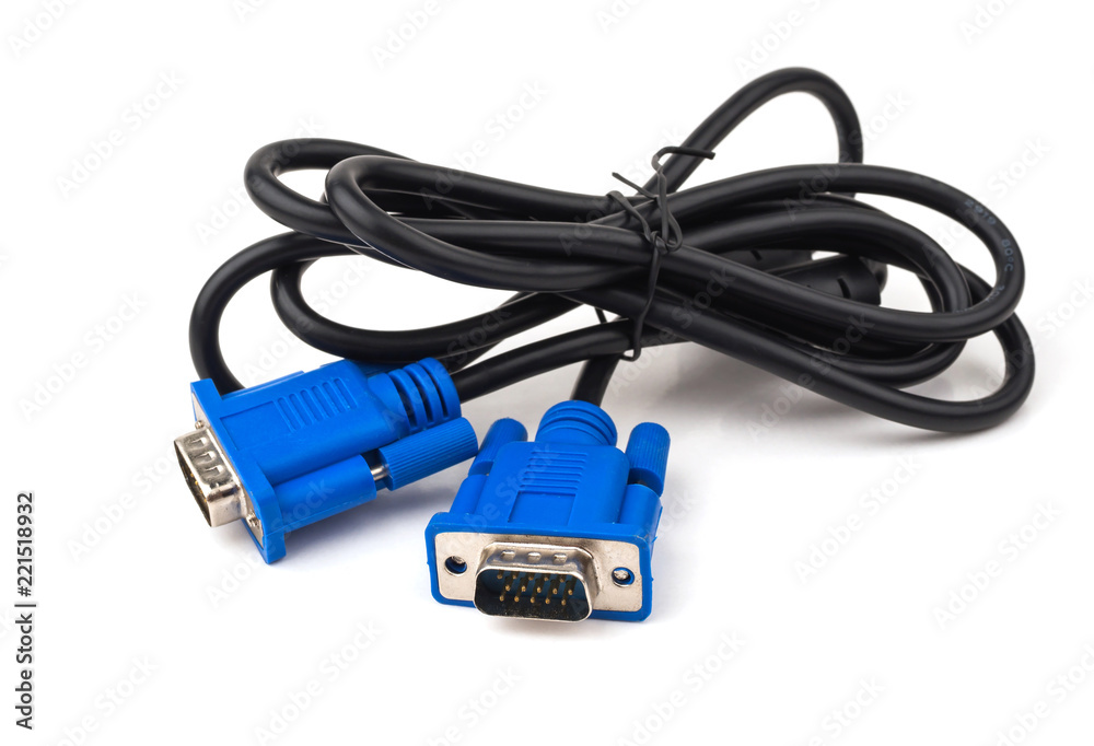 VGA tech pc input cable on white background. VGA tech pc input cable on white background.